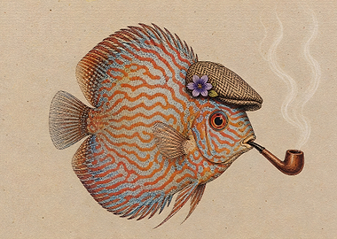 Fish Smoking a Pipe Wearing a Hat