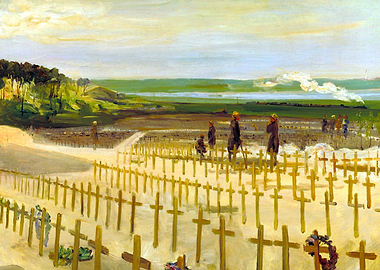The Cemetery, Etaples, 1919 by John Lavery WW1 Historical Painting