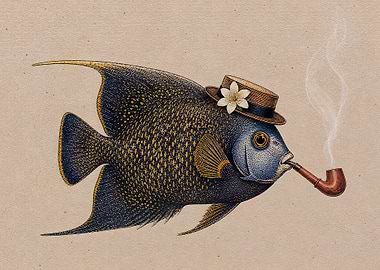 Fish Smoking a Pipe Wearing a Hat