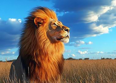 Majestic Lion in African Savannah