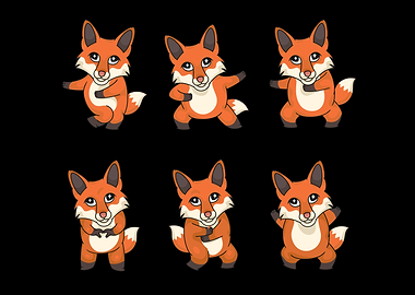 Six Cute Foxes Dancing