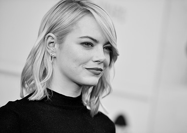 Emma Stone Black and White Portrait
