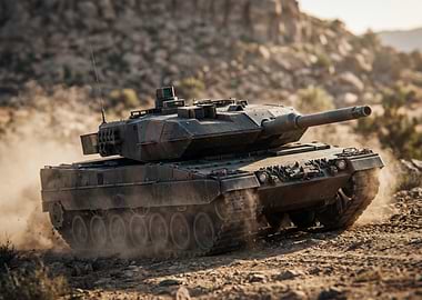 Leopard 2 Tank in Desert Terrain
