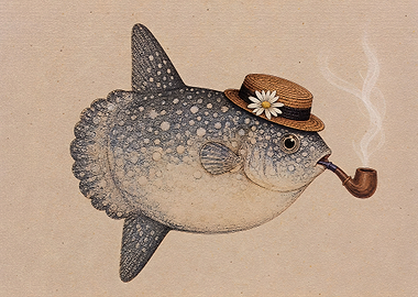 Fish Wearing Hat Smoking Pipe