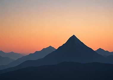 Mountain Range at Sunset