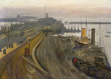 The Naval Base, Granton by John Lavery WW1 Historical Painting