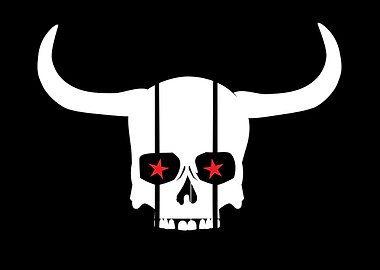 Skull with Horns and Red Stars