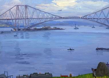 The Forth Bridge, 1914 by John Lavery WW1 Historical Painting