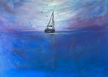 Sailboat on a Blue Ocean