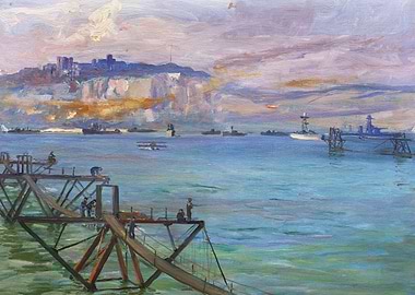 The Entrance, Dover Harbour, 1918 by John Lavery WW1 Historical Painting
