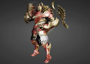 Fantasy Warrior with Golden Wings