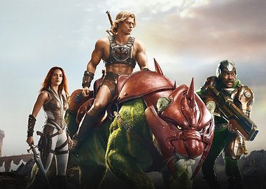 He-Man and allies on Battle Cat