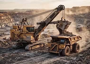 Mining Excavator Loading Dump Truck