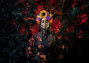 Dia de los Muertos Woman with Flower Crown