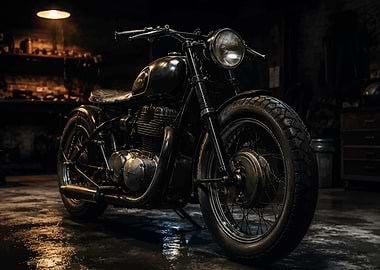 Vintage Motorcycle in a Workshop