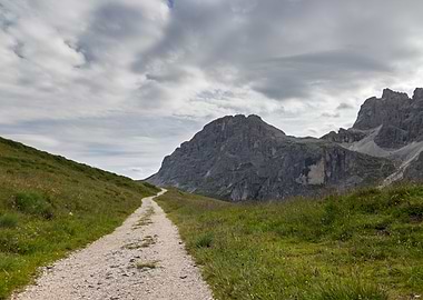 Mountain Path Under Cloudy Sky - Dolomites