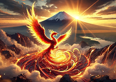 Phoenix Ascending Over Mount Fuji