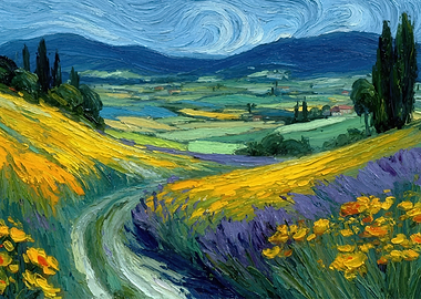 Impressionist Landscape of a Tuscan Field