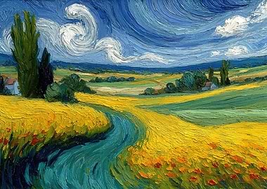 Van Gogh Style Landscape Painting