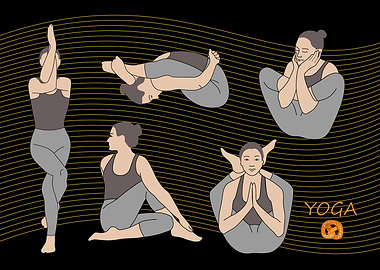 'Pretzel' Yoga Poses Illustration