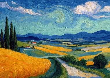 Tuscan Landscape in Van Gogh Style