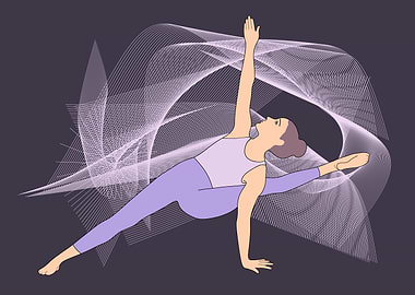 Woman in Yoga Pose with Abstract Background