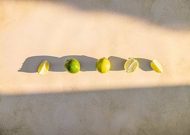 Limes and Lemon Slices on Textured Surface