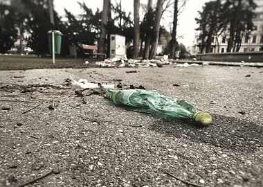 Discarded Plastic Bottle in Park