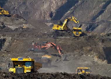 Mining Operation with Heavy Machinery