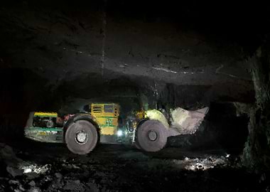 Mining Loader in Dark Tunnel