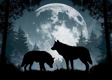 Wolves under the full moon