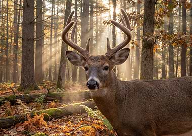 Buck Deer in Autumn Forest