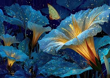 Magical Night Garden with Butterfly