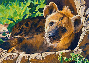 Painting of a Hyena Cub