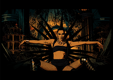 Pixel Art Woman with Spiky Wings