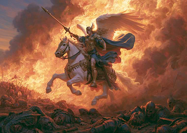 Angel Warrior on Horseback in Battle