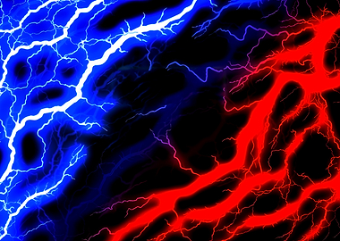 Blue and Red Lightning Clash