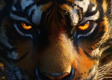 Close-up of a Tiger's Intense Eyes