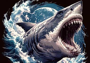 Shark Emerging from Water