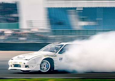 Drifting car creating smoke