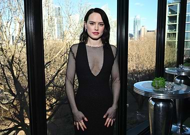 Daisy Ridley in a Black Gown