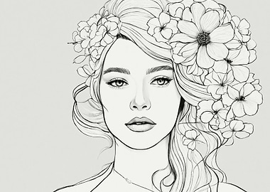 Woman with Flowers in Hair