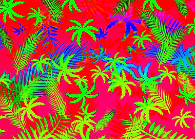 Vibrant Tropical Palm Leaf Pattern