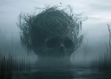 Skull Tree in a Misty Swamp