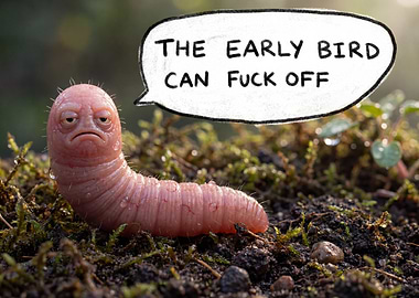 Grumpy Worm with Speech Bubble