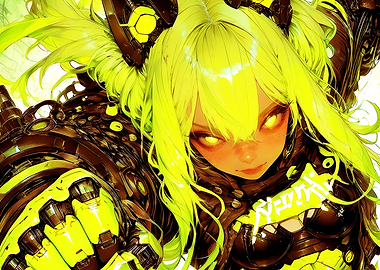 Cyberpunk Anime Girl with Neon Hair