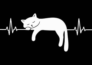 Sleeping Cat on Heartbeat Line