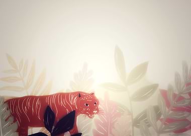 Red Tiger in Lush Foliage