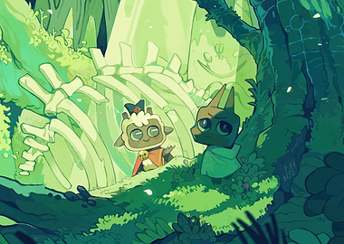 Cult of the Lamb characters in a forest