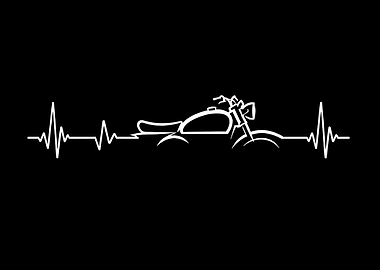 Motorcycle Heartbeat Print — Biker Pulse Minimalist Poster, Motorcycle Wall Art, Chopper Decor,